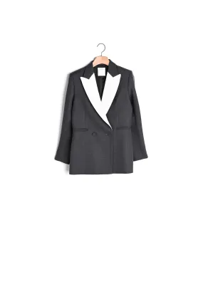 Veste tailleur au revers contrasté