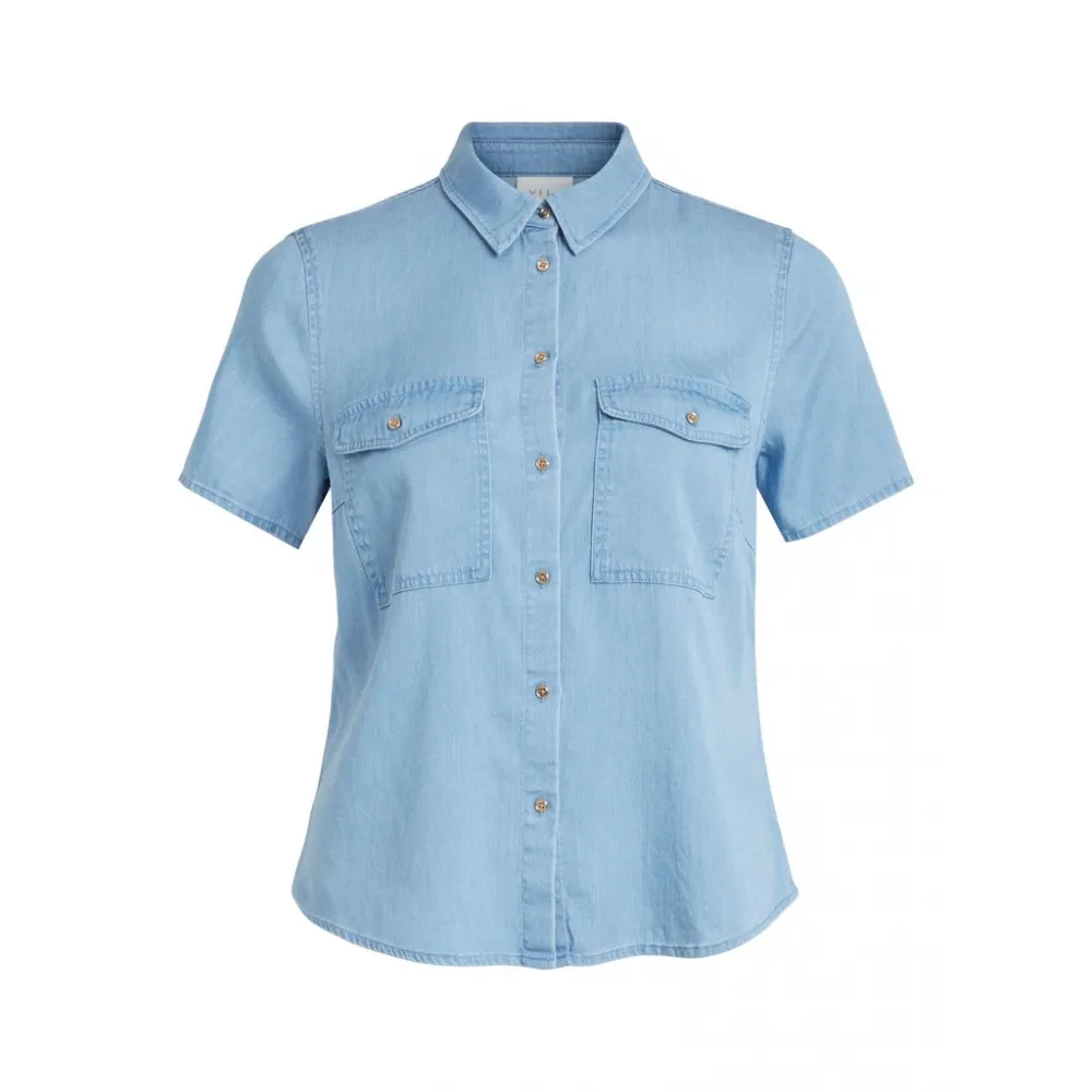 Vila chemise VISABIN 14075576 en Tencel light blue manches courtes