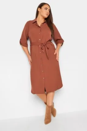 YOURS - Robe-Chemisier Marron Midi