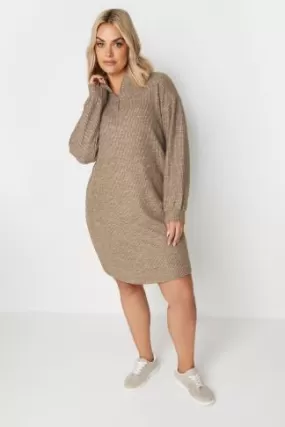 YOURS - Robe-Pull Marron Toucher Doux en Jersey