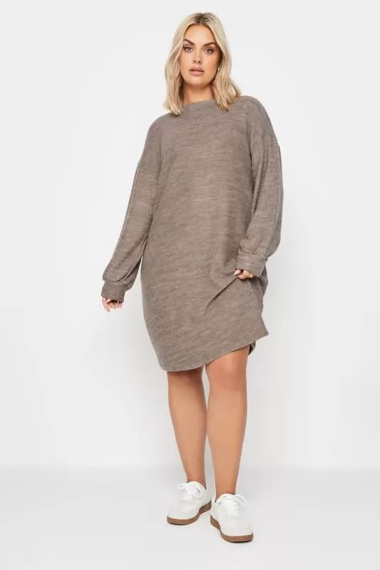 YOURS - Robe-Pull Mocha Toucher Doux en Maille