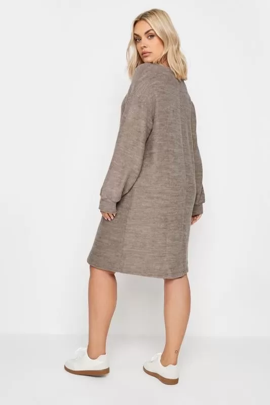 YOURS - Robe-Pull Mocha Toucher Doux en Maille