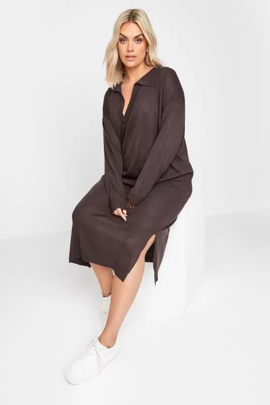 YOURS - Robe-Pull Violet Foncé Midi en Maille