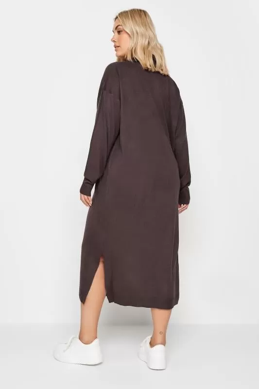 YOURS - Robe-Pull Violet Foncé Midi en Maille