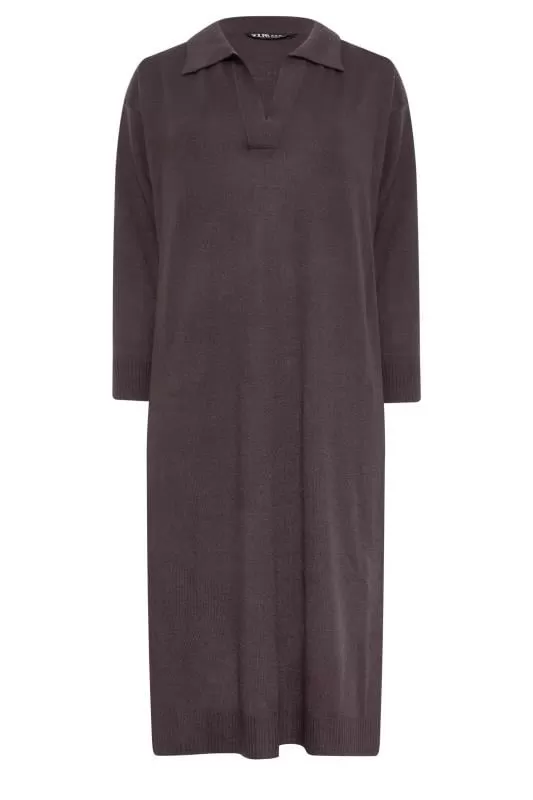 YOURS - Robe-Pull Violet Foncé Midi en Maille