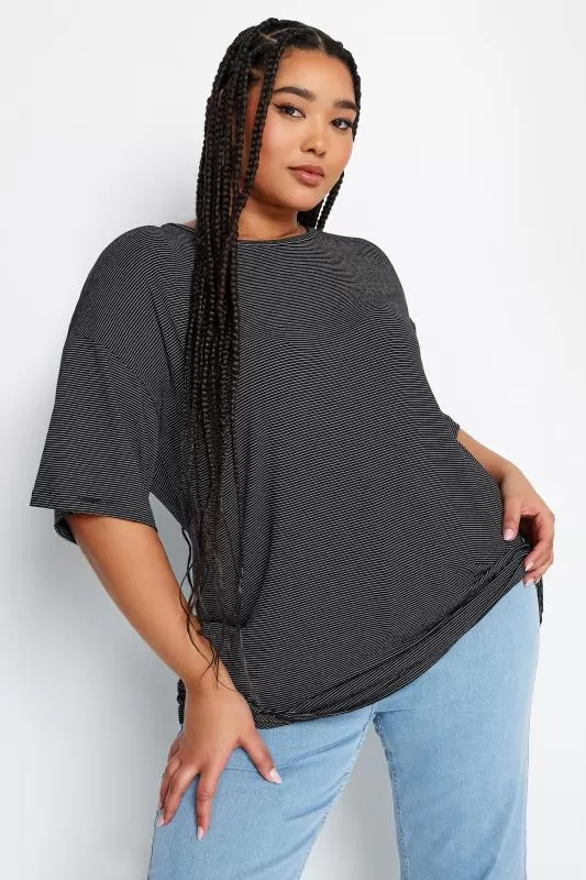 YOURS - T-Shirt Noir Oversize en Jersey