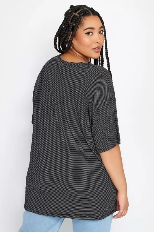 YOURS - T-Shirt Noir Oversize en Jersey